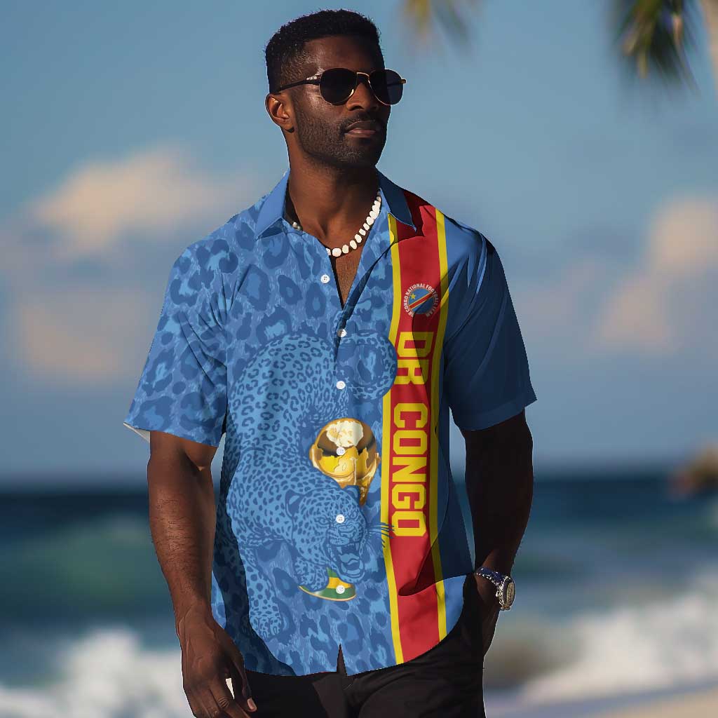 DR Congo Football Custom Hawaiian Shirt Come On Leopards Blue Color