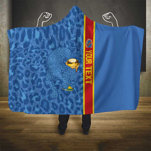 DR Congo Football Custom Hooded Blanket Come On Leopards Blue Color