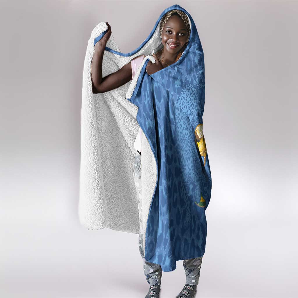 DR Congo Football Custom Hooded Blanket Come On Leopards Blue Color