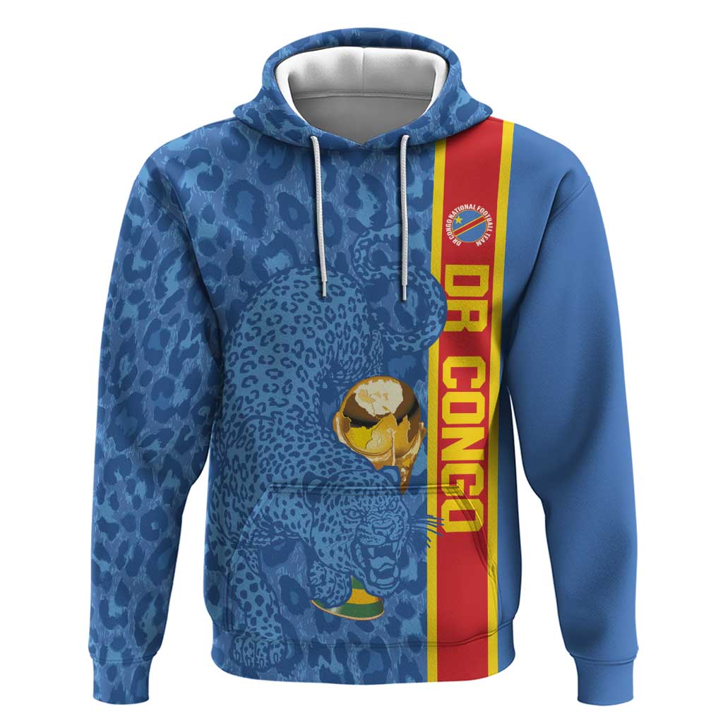 DR Congo Football Custom Hoodie Come On Leopards Blue Color