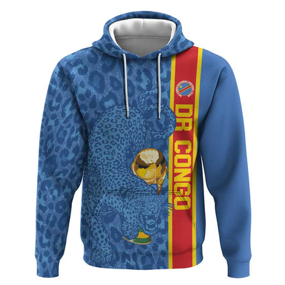 DR Congo Football Custom Hoodie Come On Leopards Blue Color