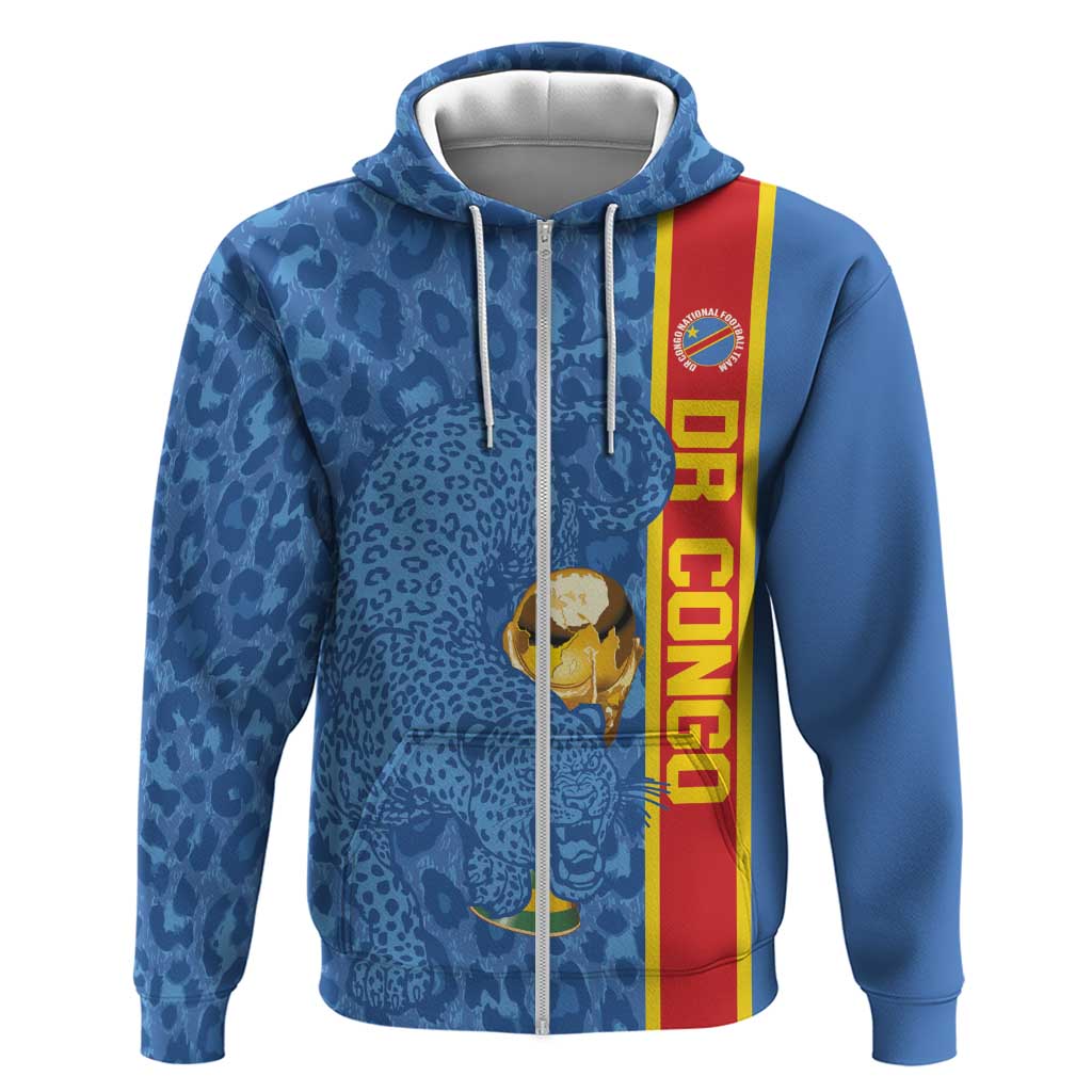 DR Congo Football Custom Hoodie Come On Leopards Blue Color