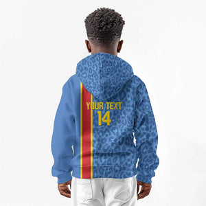 DR Congo Football Custom Kid Hoodie Come On Leopards Blue Color