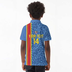 DR Congo Football Custom Kid Polo Shirt Come On Leopards Blue Color