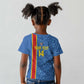 DR Congo Football Custom Kid T shirt Come On Leopards Blue Color
