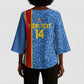 DR Congo Football Custom Kimono Sleeve Blouse Come On Leopards Blue Color