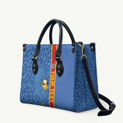 DR Congo Football Custom Leather Bag Come On Leopards Blue Color