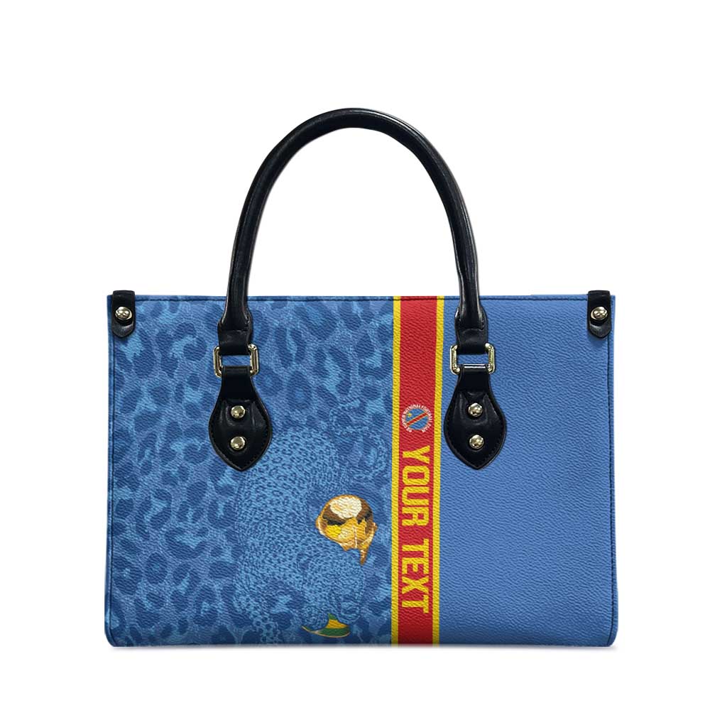 DR Congo Football Custom Leather Bag Come On Leopards Blue Color