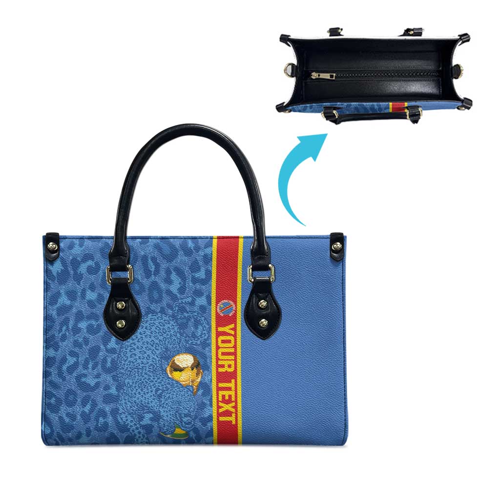 DR Congo Football Custom Leather Bag Come On Leopards Blue Color
