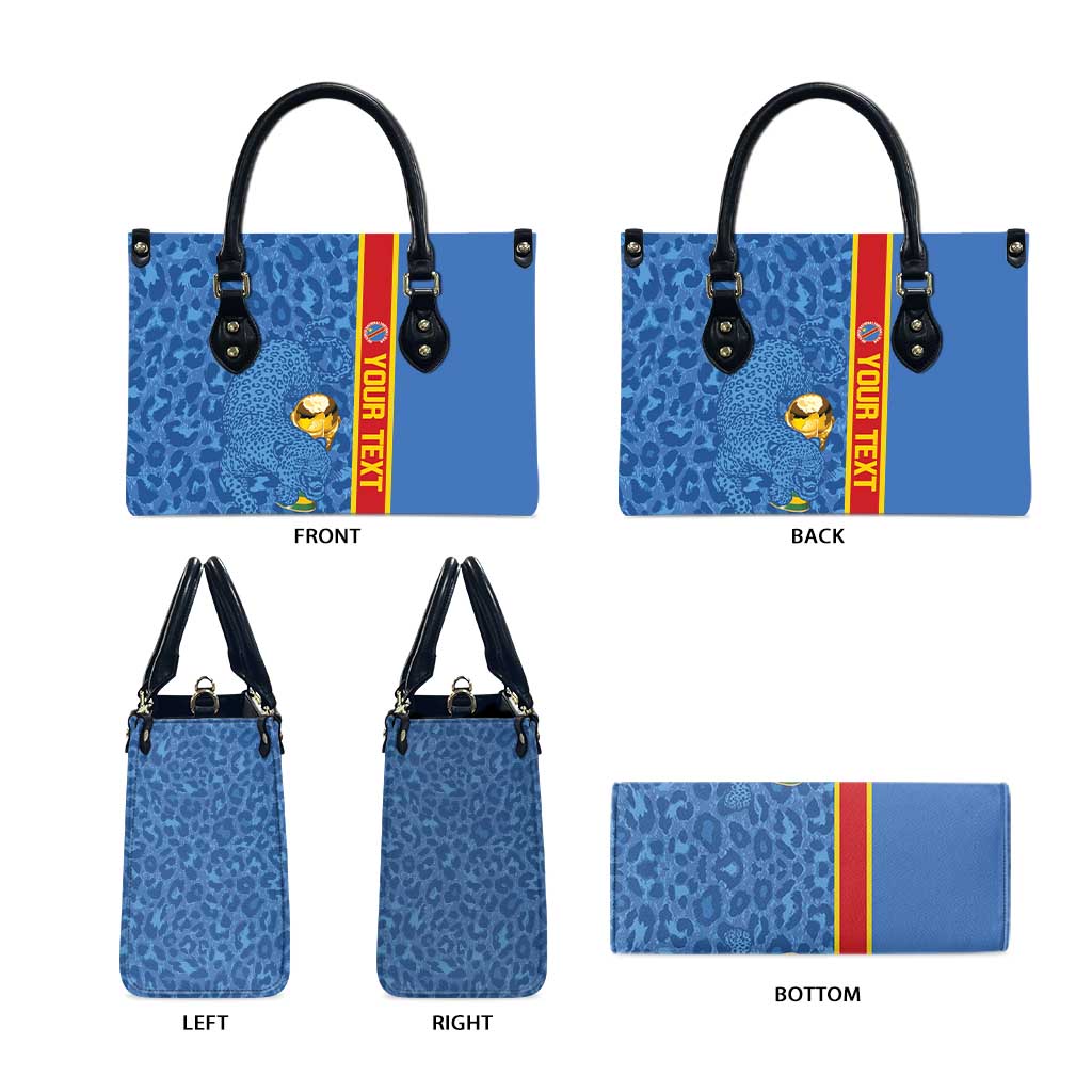 DR Congo Football Custom Leather Bag Come On Leopards Blue Color