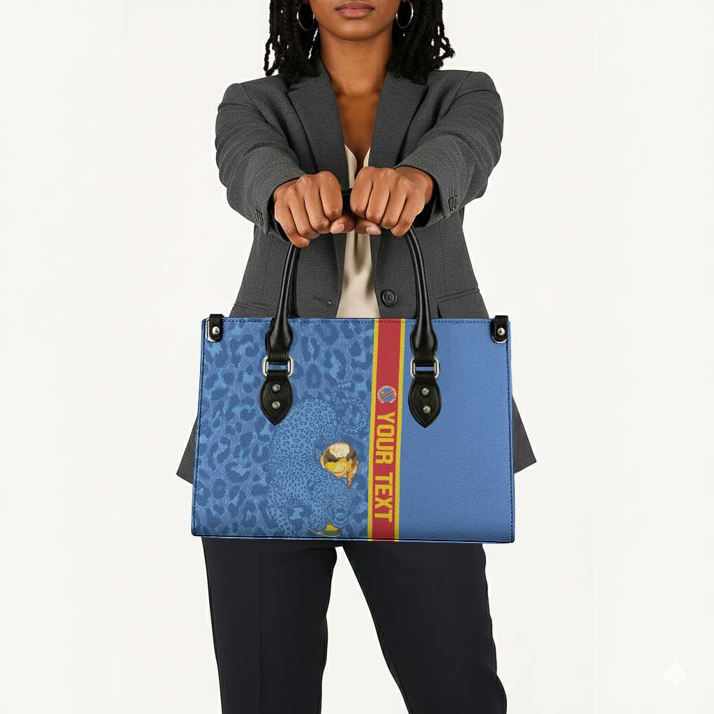 DR Congo Football Custom Leather Bag Come On Leopards Blue Color