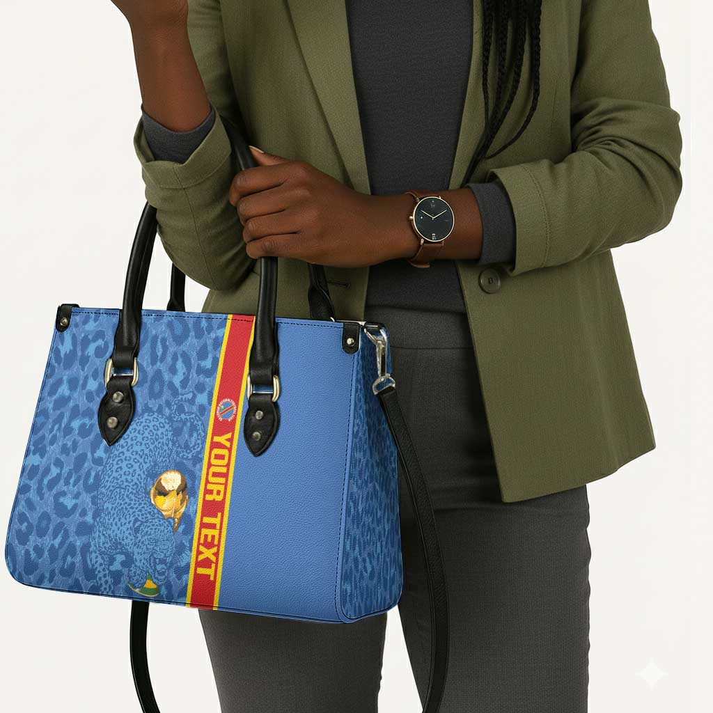 DR Congo Football Custom Leather Bag Come On Leopards Blue Color