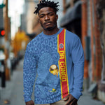 DR Congo Football Custom Long Sleeve Shirt Come On Leopards Blue Color