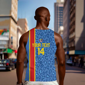 DR Congo Football Custom Men Tank Top Come On Leopards Blue Color