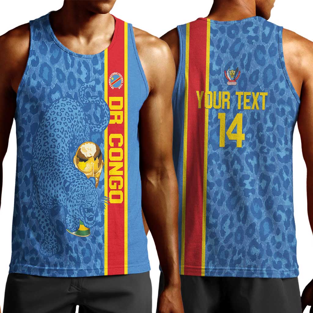 DR Congo Football Custom Men Tank Top Come On Leopards Blue Color
