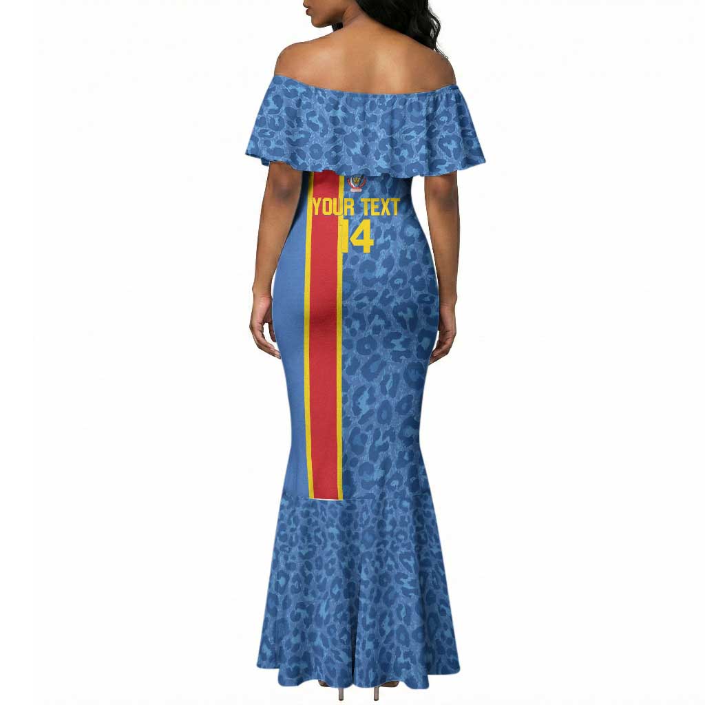 DR Congo Football Custom Mermaid Dress Come On Leopards Blue Color