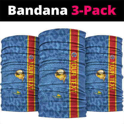DR Congo Football Custom Neck Gaiter Come On Leopards Blue Color