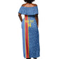 DR Congo Football Custom Off Shoulder Maxi Dress Come On Leopards Blue Color