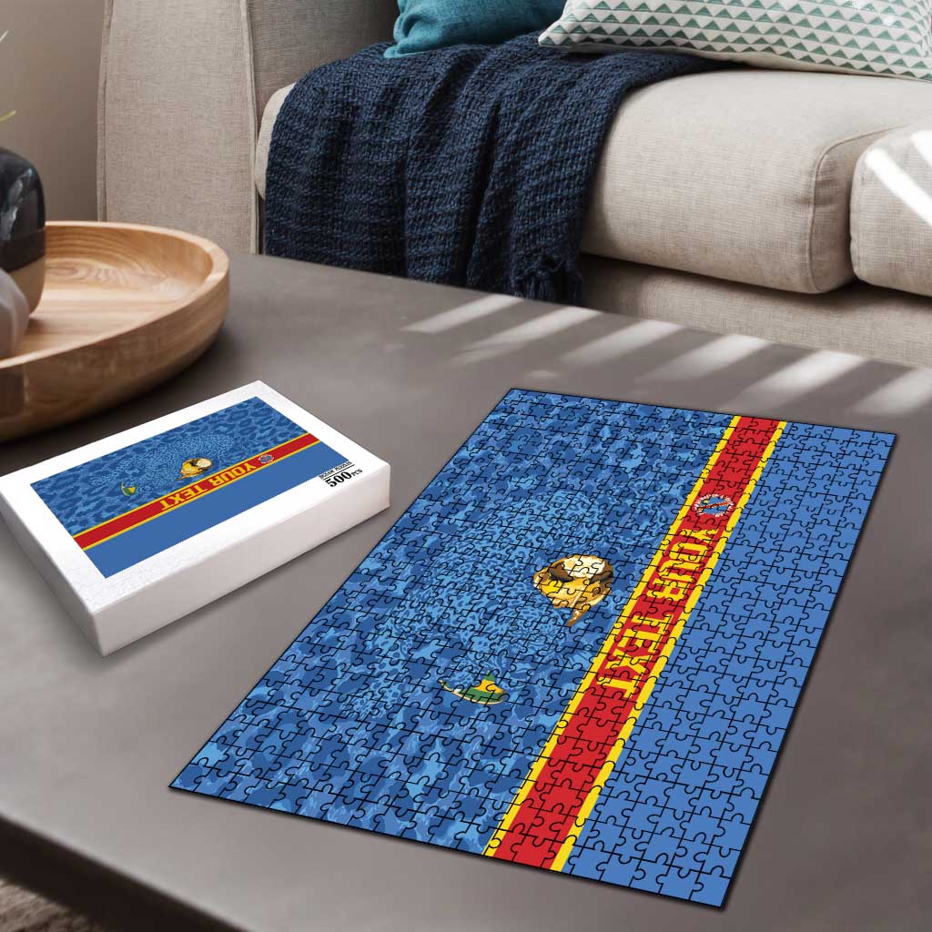 DR Congo Football Custom Puzzle Come On Leopards Blue Color