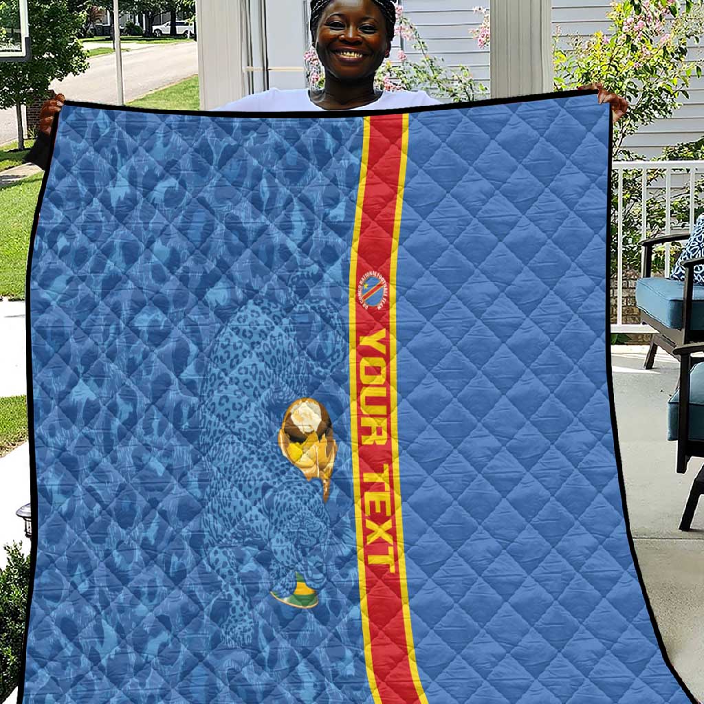 DR Congo Football Custom Quilt Come On Leopards Blue Color