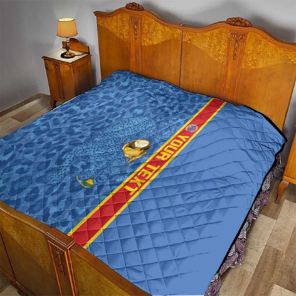 DR Congo Football Custom Quilt Come On Leopards Blue Color