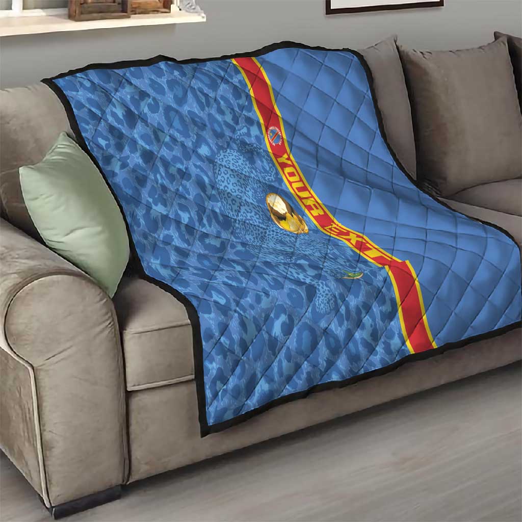 DR Congo Football Custom Quilt Come On Leopards Blue Color