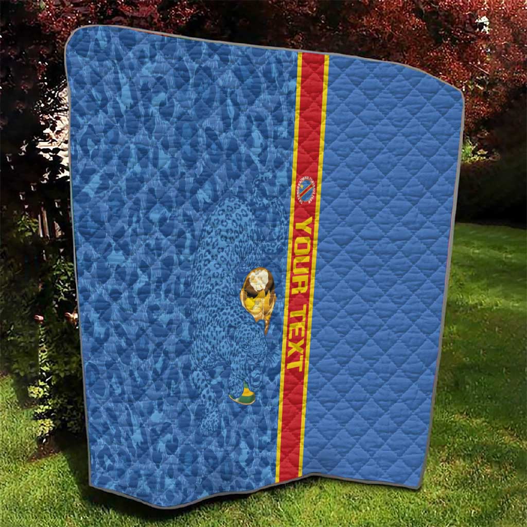 DR Congo Football Custom Quilt Come On Leopards Blue Color