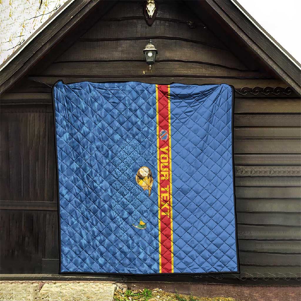 DR Congo Football Custom Quilt Come On Leopards Blue Color