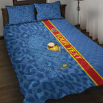 DR Congo Football Custom Quilt Bed Set Come On Leopards Blue Color