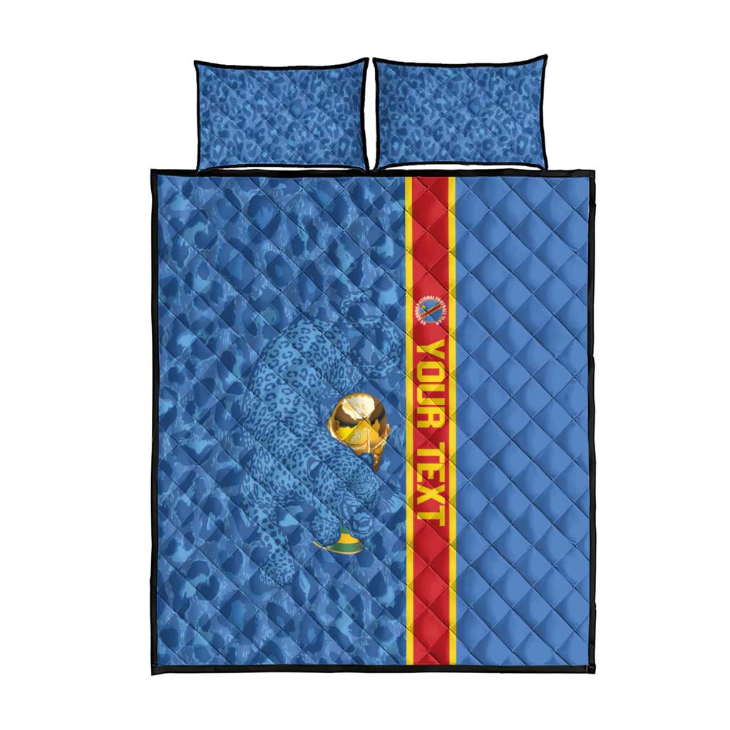 DR Congo Football Custom Quilt Bed Set Come On Leopards Blue Color