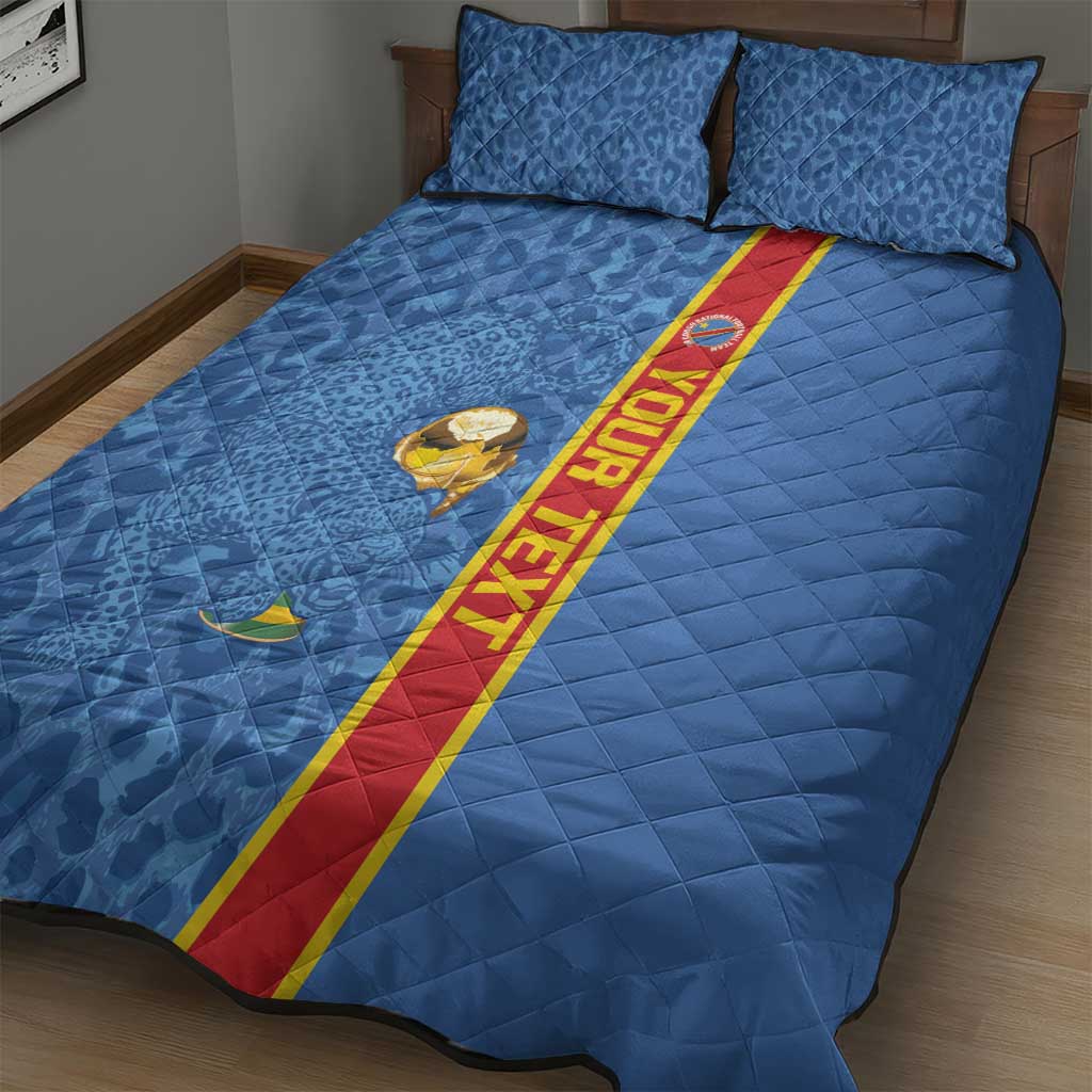 DR Congo Football Custom Quilt Bed Set Come On Leopards Blue Color