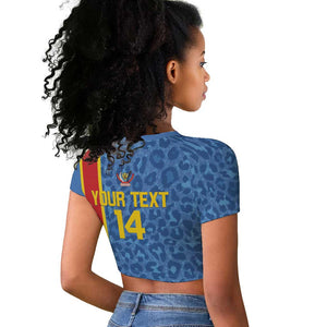 DR Congo Football Custom Raglan Cropped T shirt Come On Leopards Blue Color
