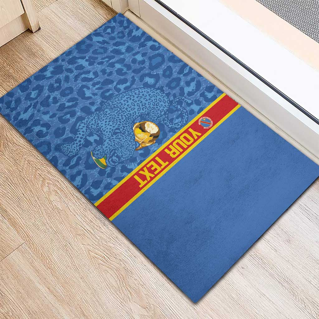 DR Congo Football Custom Rubber Doormat Come On Leopards Blue Color