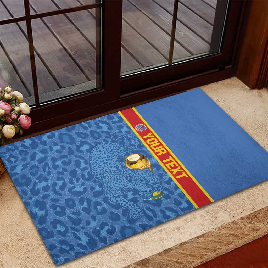 DR Congo Football Custom Rubber Doormat Come On Leopards Blue Color