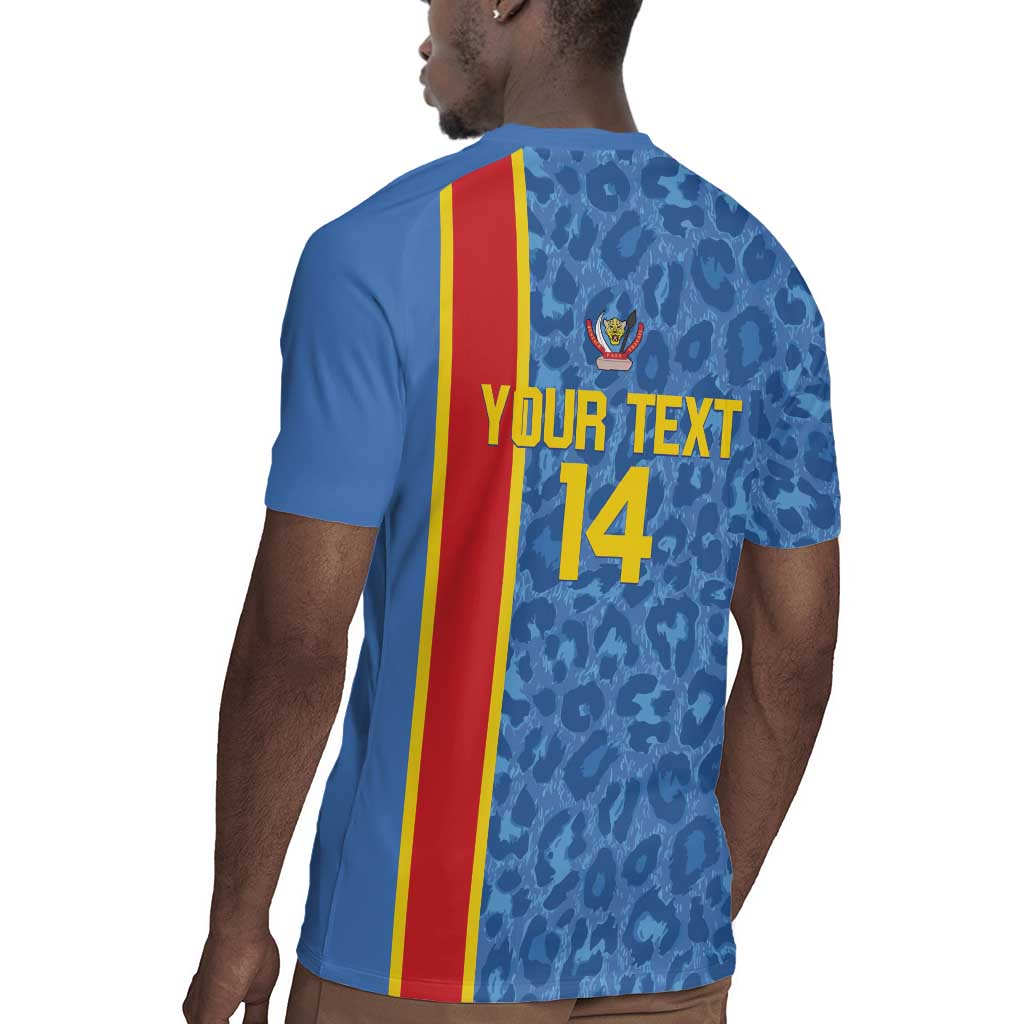 DR Congo Football Custom Rugby Jersey Come On Leopards Blue Color