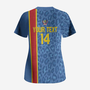 DR Congo Football Custom Scrub Top Come On Leopards Blue Color