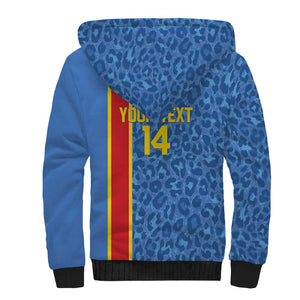 DR Congo Football Custom Sherpa Hoodie Come On Leopards Blue Color