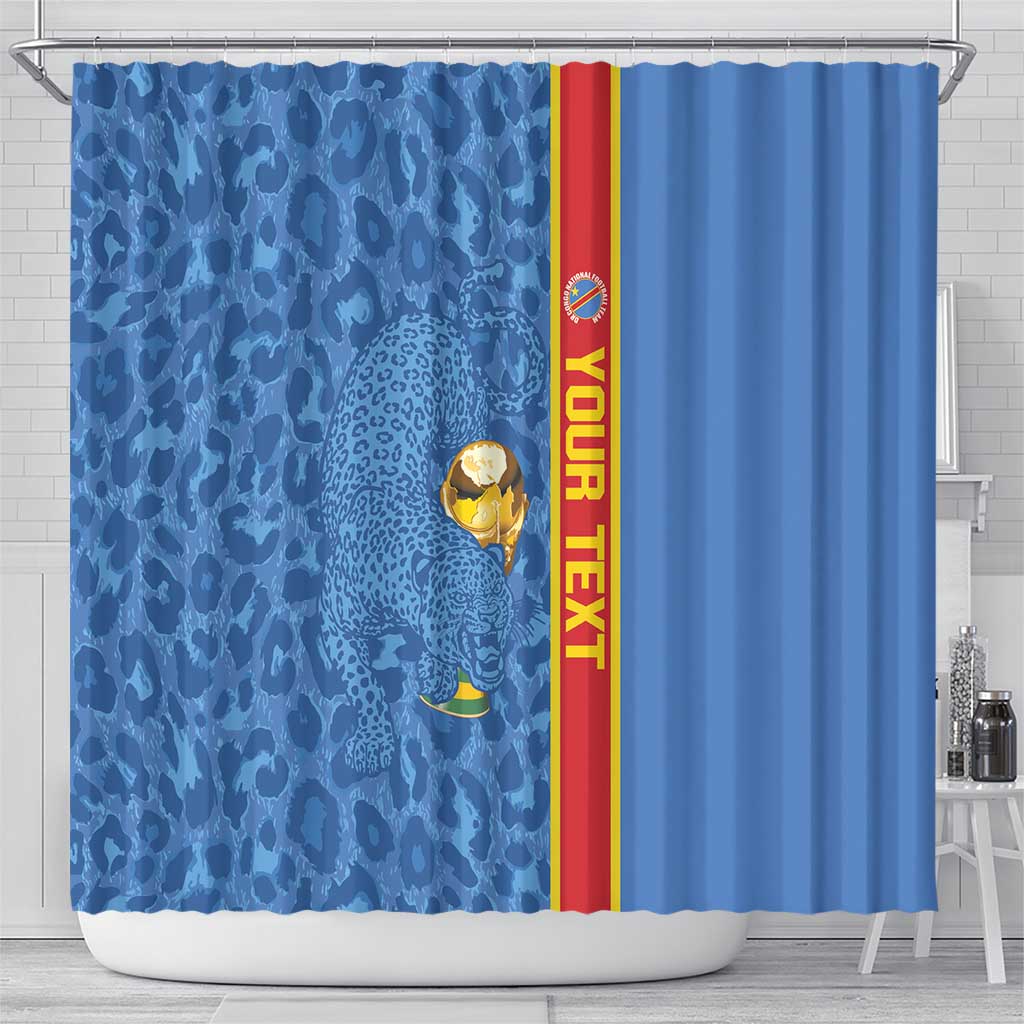 DR Congo Football Custom Shower Curtain Come On Leopards Blue Color