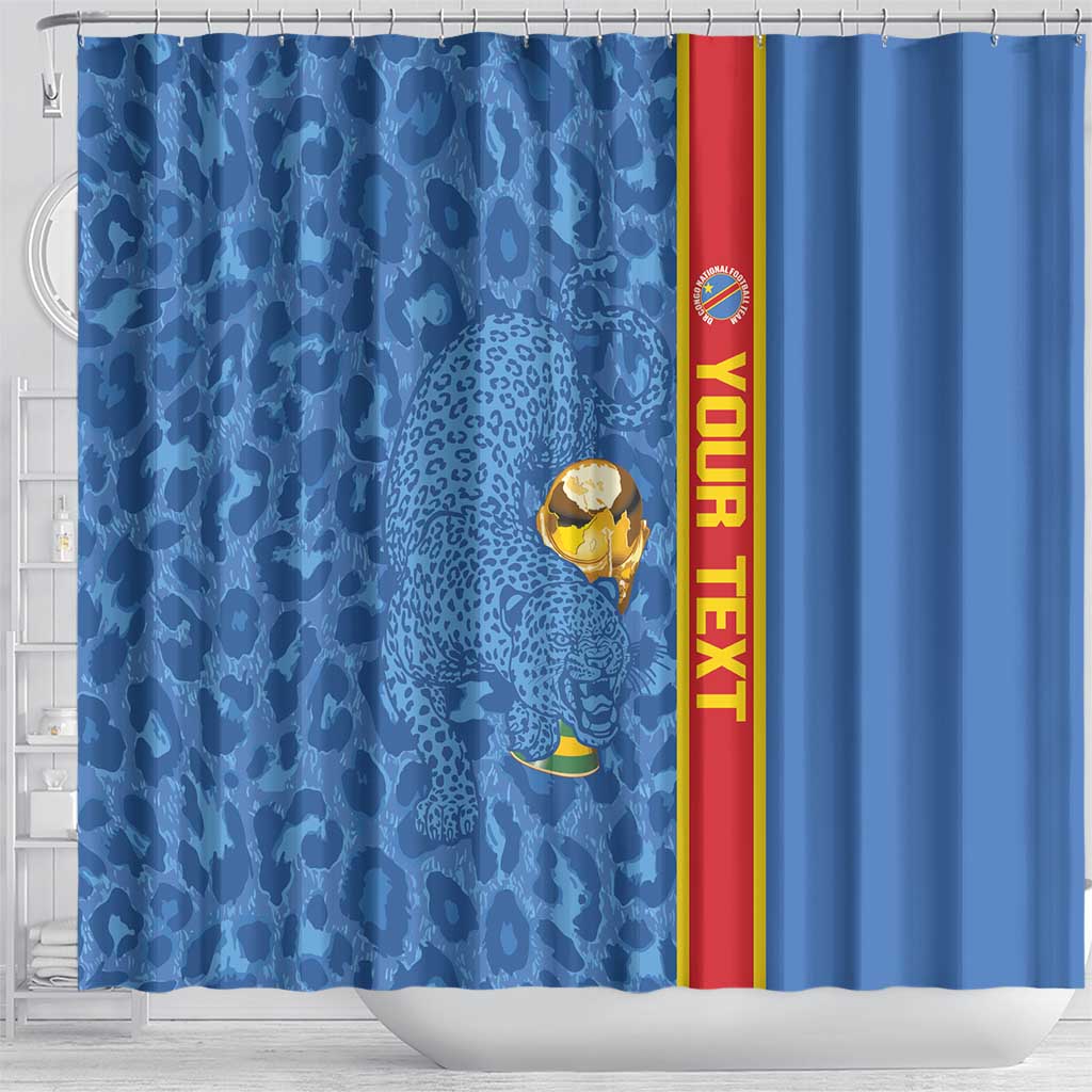 DR Congo Football Custom Shower Curtain Come On Leopards Blue Color