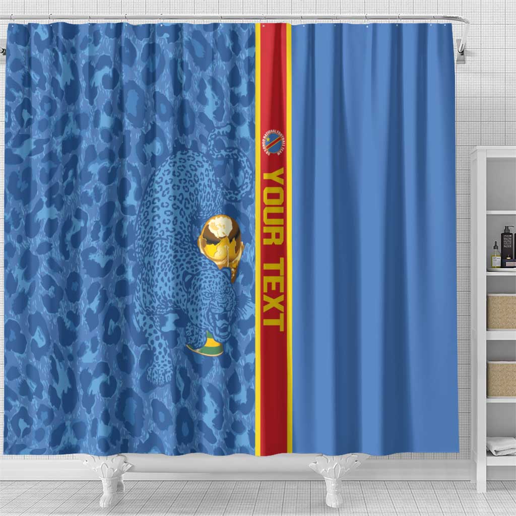 DR Congo Football Custom Shower Curtain Come On Leopards Blue Color