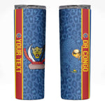 DR Congo Football Custom Skinny Tumbler Come On Leopards Blue Color