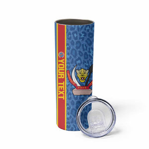 DR Congo Football Custom Skinny Tumbler Come On Leopards Blue Color