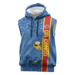 DR Congo Football Custom Sleeveless Hoodie Come On Leopards Blue Color