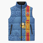 DR Congo Football Custom Sleeveless Puffer Jacket Come On Leopards Blue Color