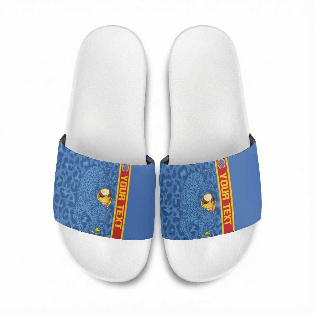 DR Congo Football Custom Slide Sandals Come On Leopards Blue Color