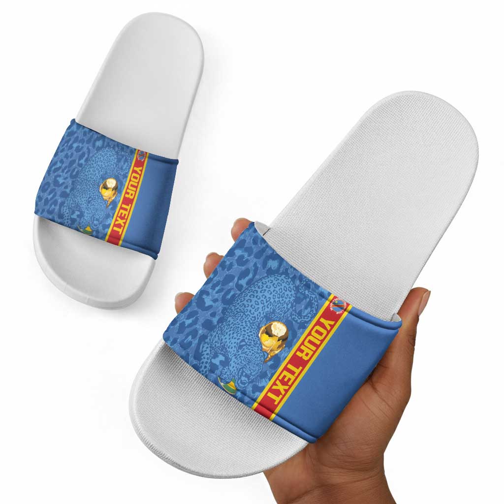 DR Congo Football Custom Slide Sandals Come On Leopards Blue Color