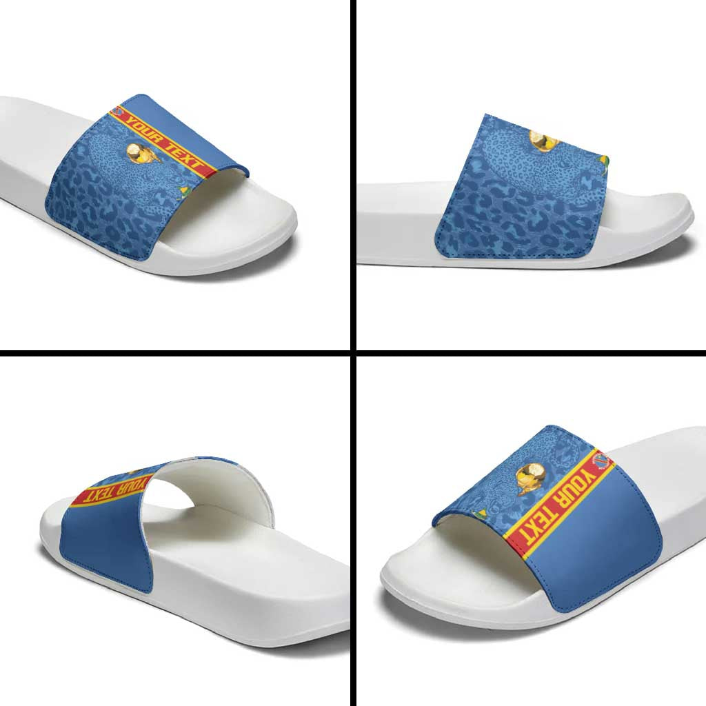 DR Congo Football Custom Slide Sandals Come On Leopards Blue Color