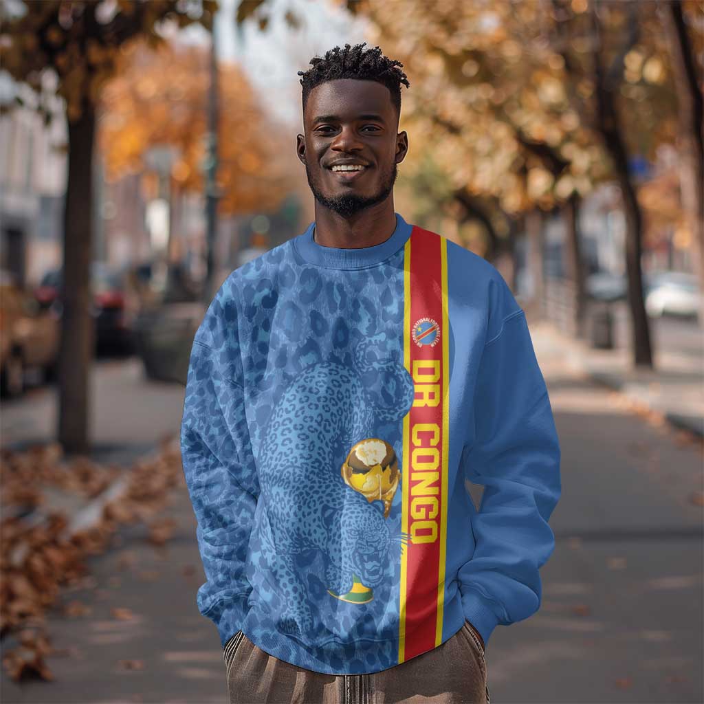 DR Congo Football Custom Sweatshirt Come On Leopards Blue Color