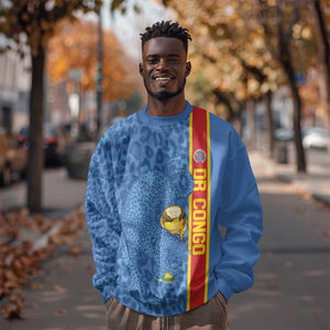 DR Congo Football Custom Sweatshirt Come On Leopards Blue Color