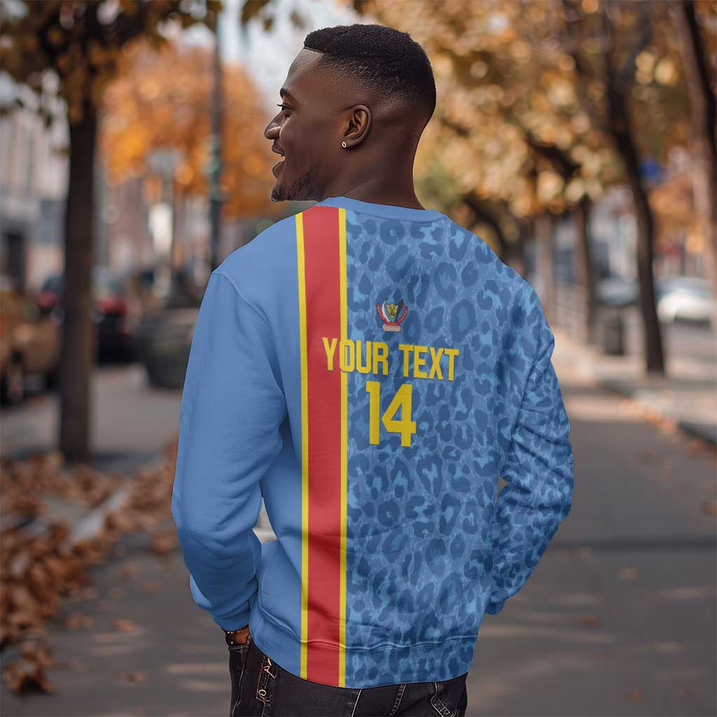 DR Congo Football Custom Sweatshirt Come On Leopards Blue Color